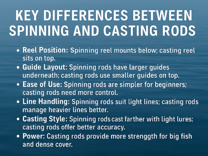 Key differences between spinning and casting rods