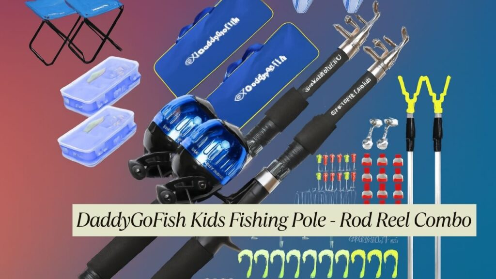 DaddyGoFish Kids Fishing Pole - Rod Reel Combo